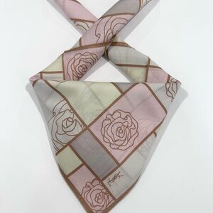 WOMEN HANDKERCHIEF YSL FLORAL Rose Geometric BANDANA COTTON POCKET SQUARE 20”
